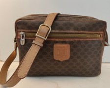 CELINE CAMERA BAG POSTINA Tracolla in Canvas MACADAM e Pelle Beige VINTAGE