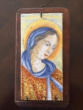 🔴 grande Madonna DERUTA ceramica maiolica su pietra dipinta a mano