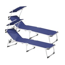 [3 COLORI] 2 Lettini Prendisole Alluminio e Textilene con Tetto Reclinabile Mare