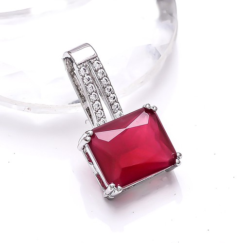 Rubino ciondolo in argento - -,