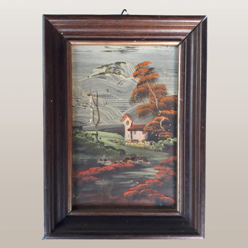 Olio rame paesaggio con - rame,