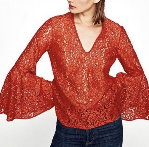 Top pizzo zara manica - top,