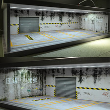Diorama 1/43 parcheggio modello LED lichite pressofuso garage scena display case DE