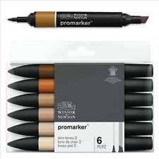 set 6 pennarelli promarker pantone doppia punta toni pelle carne winsor newton 