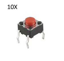 10 RED BUTTONS 6X6X5 Arduino