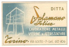 CARTOLINA PUBBLICITARIA VETRINE SALAMANO TORINO VIAGGIATA