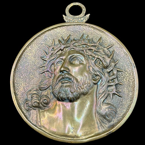 Placca cristo bronzo 1800 - placca,