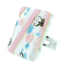 Murano Vetro Anello Rosa