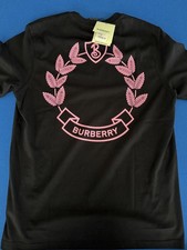 T-shirt maglietta Burberry logo nero rosa taglia S