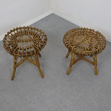 Coppia di Sgabelli in rattan by franco albini per vittorio bonacina anni 60
