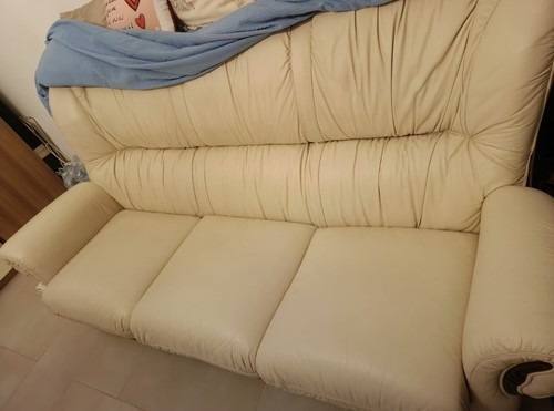 Divano posti pelle beige - 3,