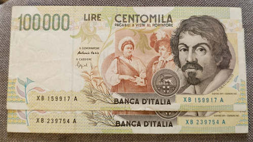 100000 lire caravaggio - lire, 2°