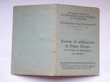 PATENTE ABILITAZIONE PRIMO GRADO Udine 1947 AUTO CAR vecchio documento