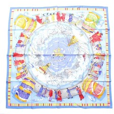 Sciarpa Hermes Carre 90 seta PRIERES AU VENT blu usata