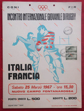 locandina/poster Incontro Internazionale di Rugby ITALIA  FRANCIA - Catania 1967