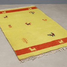 Tappeto Gabbeh Antico Lana Nodo Grosso Manuale India 152 x 92 cm Originale