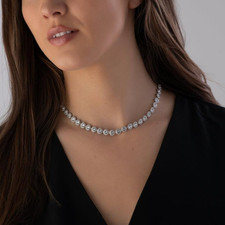 Collana Tennis Una Angel Donna Argento con Cristalli Swarovski Elements Original