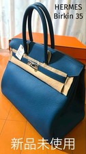 Hermes Birkin 35in pelle blu Izumière Clemence usato condizioni
