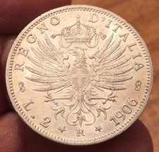 Moneta 2 Lire 1906 Aquila
