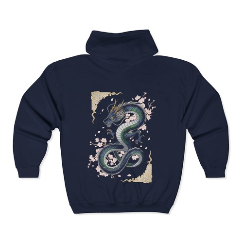 Felpa con cappuccio - zip, drago