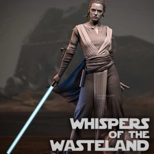 Rey Figura Stampata in 3D, Statua Eroe Jedi di Star Wars, Non Dipinta