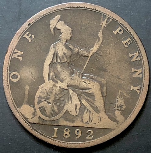 1892 penny one - penny, coin-1d
