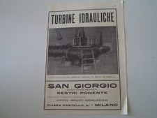 advertising Pubblicità 1926 TURBINE IDRAULICHE SAN GIORGIO - SESTRI PONENTE