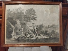  stampa antica in bianco e nero con cornice 61 cm x 45 cm (compreso cornice)