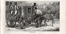 Stampa antica CARROZZA DI STATO con COPPIA DI CAVALLI 1892 Old print horses