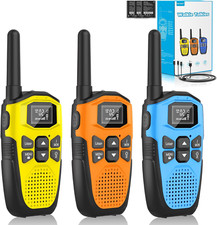 Walkie-Talkie Bambini Ricaricabili, Radioline Woki Toki 3 Pezzi,16 Canali Carica