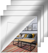 4 Pezzi Specchio Da Parete Senza Cornice 30 X 30 Cm, Flessibile Specchi Adesivi 