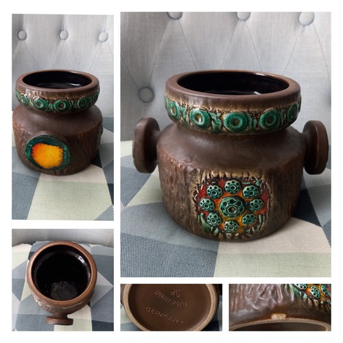 Vintage vaso ceramica relief - ceramica,