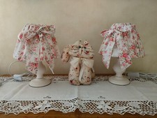 Coppia Abate Jour e gatto Fermaporta In Tessuto a Roselline