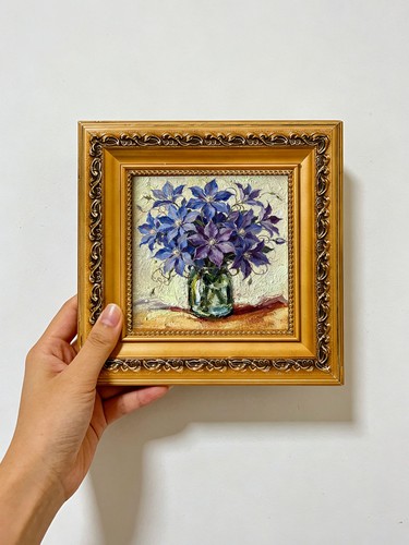 Vaso vetro clematide viola