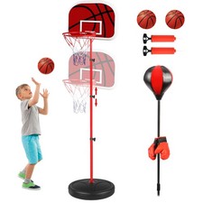 Canestro Basket Bambini Sacco da Boxe con e Guantini 2 in 1 Giochi da Esterno