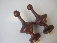 ANTICA COPPIA DI PIGNE IN  LEGNO DECORO SPECCHIERA ARMADIO LETTO BASTONE TENDA