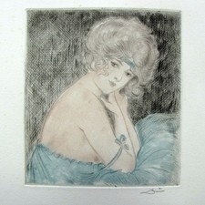 Gravure eau-forte aquarellée