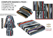 MISSONI Set spugne 6 pezzi completo bagno asciugamani + telo + accappatoio TG. L