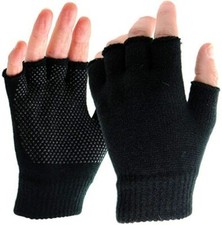 GUANTI MEZZE SENZA DITA TAGLIATI INVERNALI LAVORO UOMO DONNA RAGAZZO CON GRIP