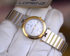 Orologio Lorenz NOS quarzo donna vintage con cartellino acciaio oro 