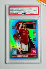 Topps Chrome PSA 9 Mason Greenwood #13 UEFA Aqua Refractor Match Attax /150