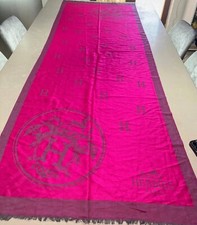 SCIARPA SCARF STOLA SCIALLE FOULARD PASHMINA SETA E CASHMERE FUCSIA e LILLA