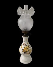 ANTICA LAMPADA LUME DA TAVOLO "CERAMICA VETRO E OTTONE ANNI 50"