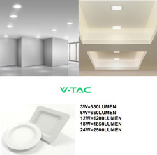PANNELLO LED V-TAC FARETTO DA INCASSO DA 3W 6W 12W 18W QUADRATO TONDO ULTRA SLIM
