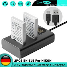 2x batteria EN-EL5 + doppio caricabatterie per Nikon CoolPix P5100 P500 P510 P520 P530 P100