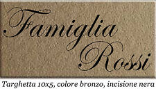 Targa nome incisa su