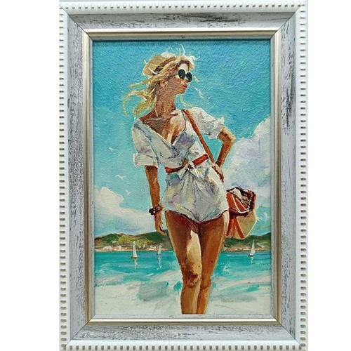 Beach girl quadro - beach, olio