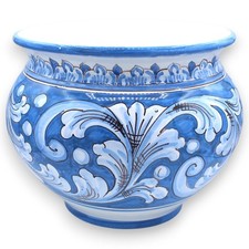 Cachepot Vaso per piante, ceramica Caltagirone, in varie misure (1Unità) Blu Ant