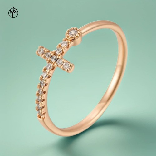 Anello croce placcato - oro, con