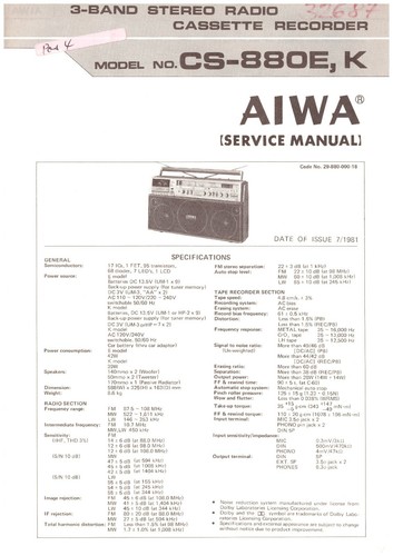 Aiwa 880 j88 g88 - aiwa,